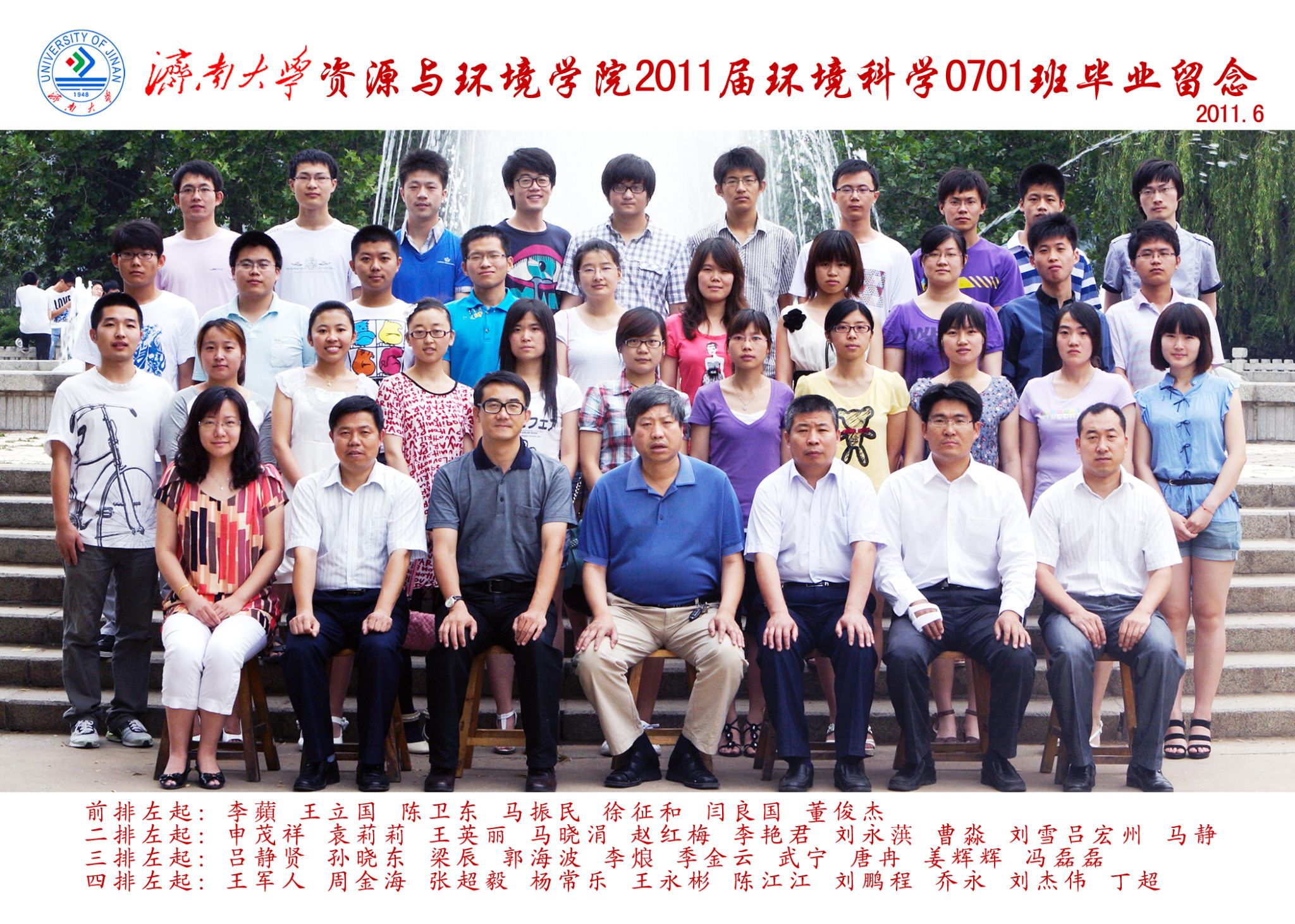 2007级环境工程0701班毕业生合影